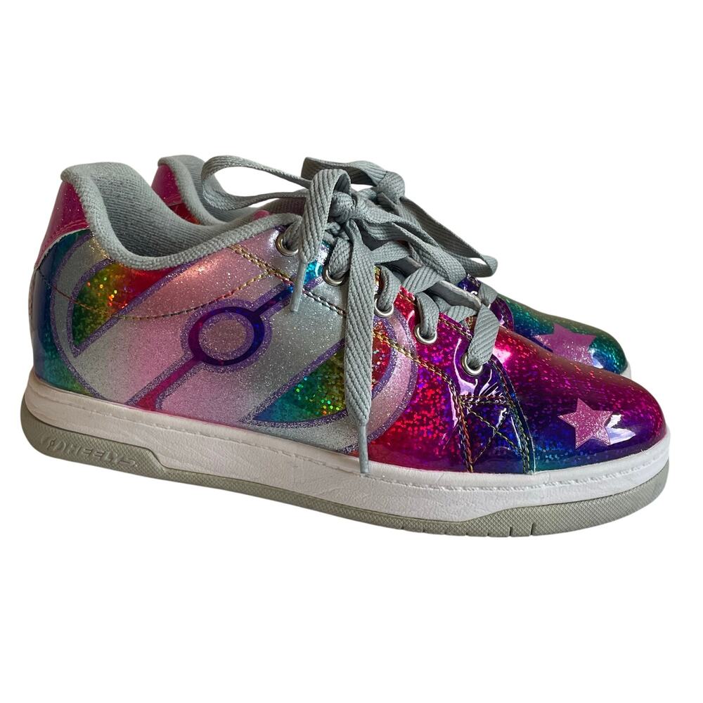 Heelys Split Stars Skate Shoe Pink Holographic Glitter Youth 6 / Women’s 7